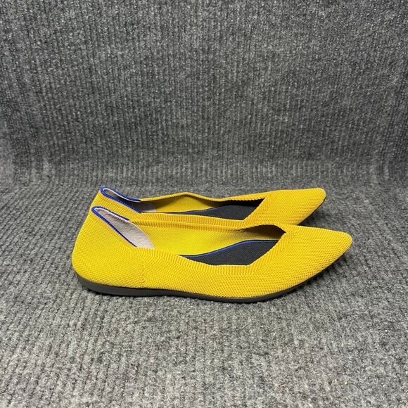Rothy’s The Point Pointed Toe Flats Yellow Slip On Knit Women’s 8 - Picture 2 of 6